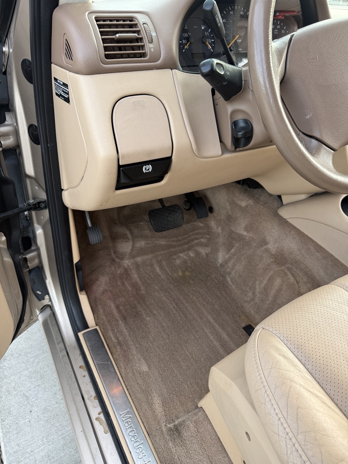 Mercedes carpet restoration after detailing